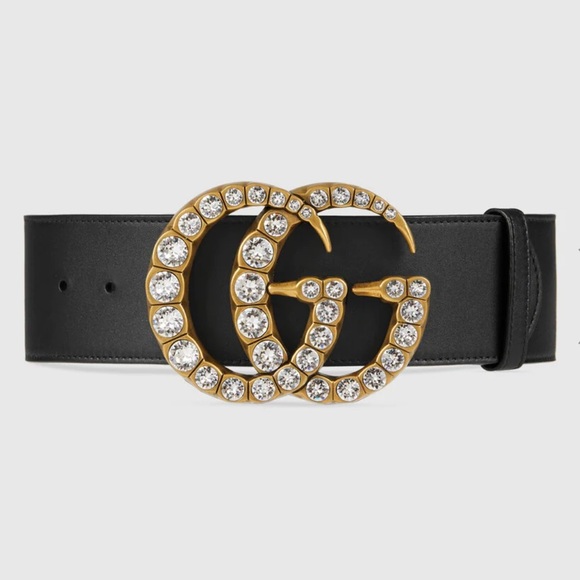 GUCCI Rhinestone Accents Leather Waist Belt - Picture 1 of 13